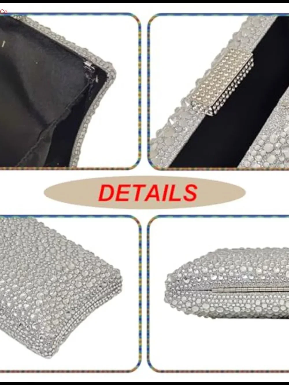 Sparkly Crystal Clutch Elegant Rhinestone Evening Bag with 2 Detachable Chains